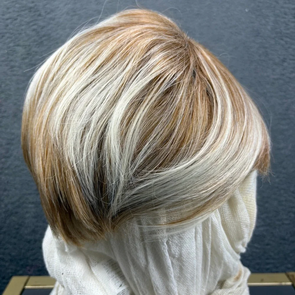 Womens Short Pixie Cut Wig Blonde Highlights Layered Synthetic Hairpiece 11064‎